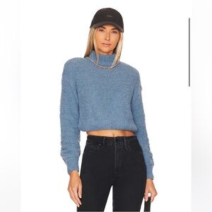 Superdown Steel Blue Cropped Sweater